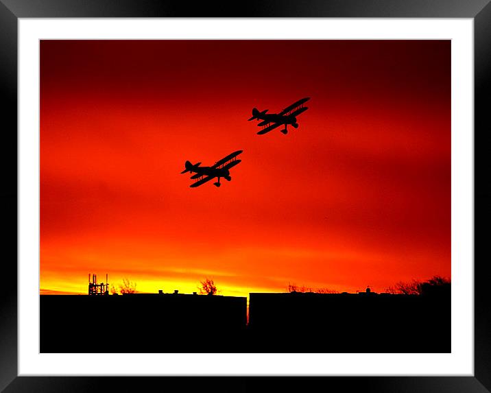 Sunset Stearmen Framed Mounted Print by John Ellis