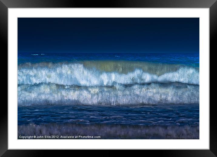 Blue Surf Framed Mounted Print by John Ellis