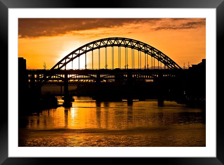 Sunset over the Tyne Framed Mounted Print by John Ellis