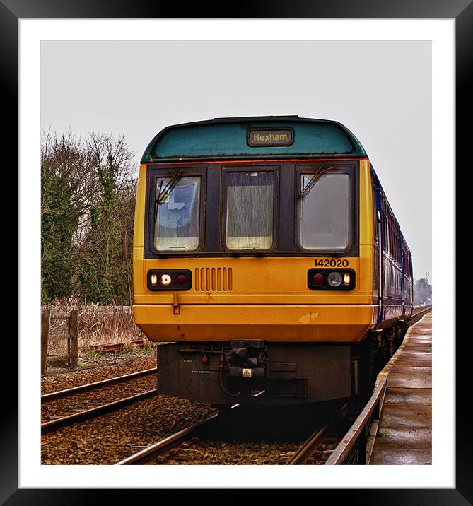 Northern Class 142 at Wylam Framed Mounted Print by John Ellis