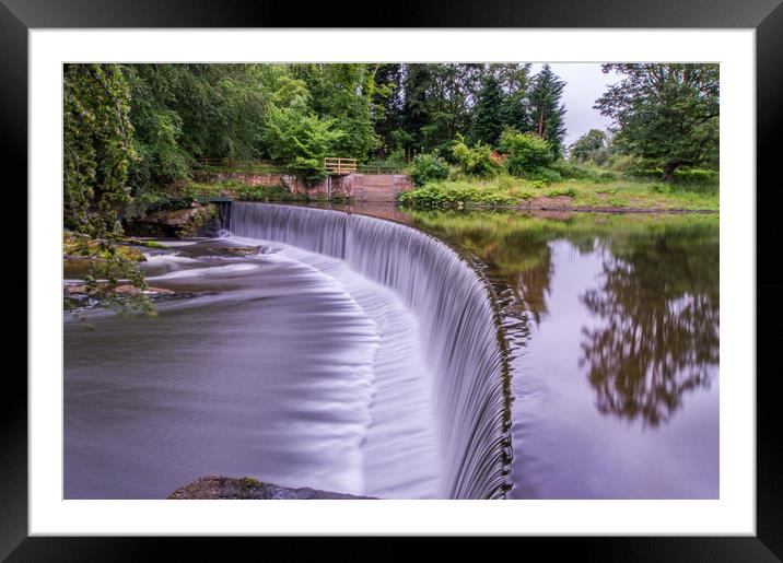 Guyzance Weir Framed Mounted Print by John Ellis