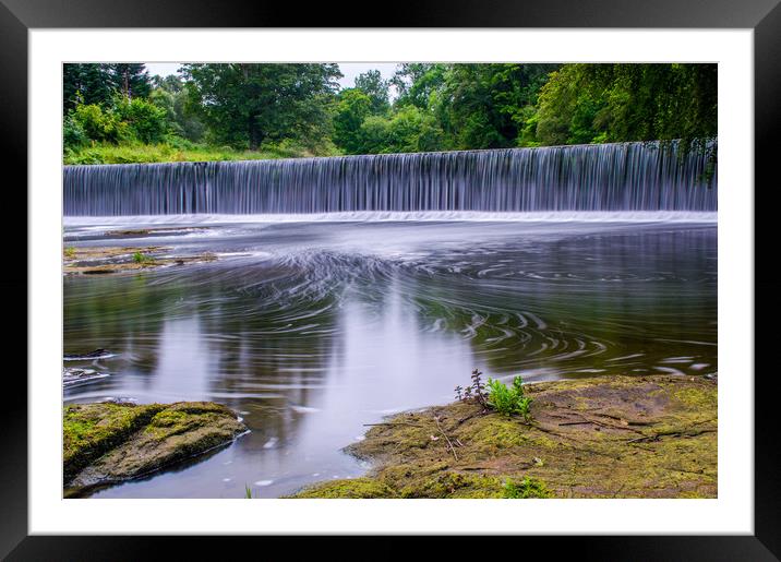 Guyzance Weir Framed Mounted Print by John Ellis