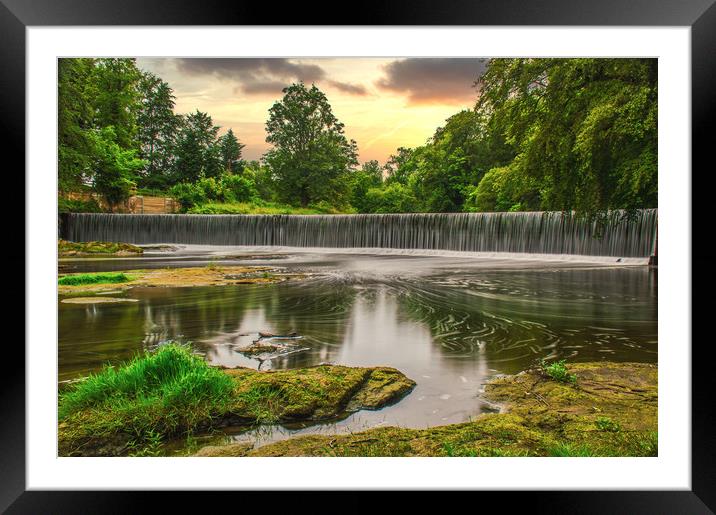 Guyzance Weir Framed Mounted Print by John Ellis