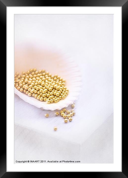 White and Gold Framed Mounted Print by