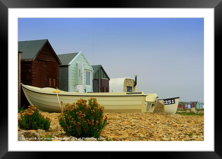 Boat Huts at Portland Bill Framed Mounted Print by zoe jenkins