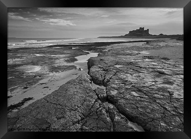 Bamburgh castle and coast No4 Framed Print by Stephen Wakefield