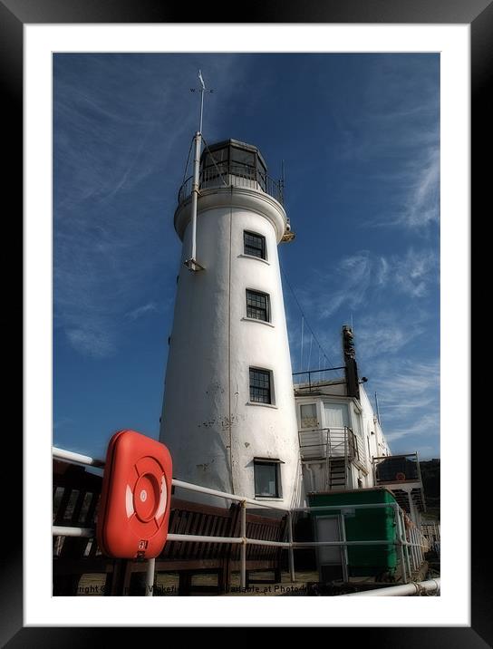 Scarborough lighthouse in morning light Framed Mounted Print by Stephen Wakefield