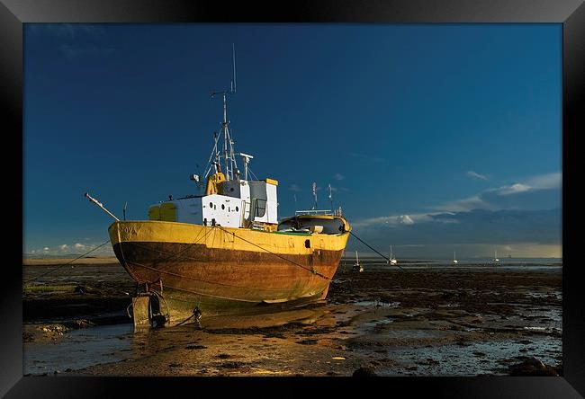 Roa Island Ship in Evening light Framed Print by Stephen Wakefield