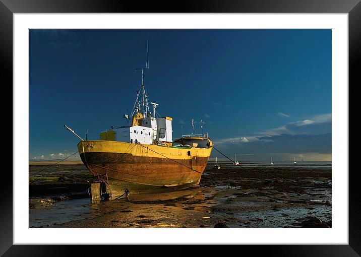 Roa Island Ship in Evening light Framed Mounted Print by Stephen Wakefield
