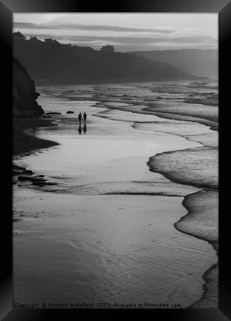 Stroll in Evening Light - mono Framed Print by Stephen Wakefield