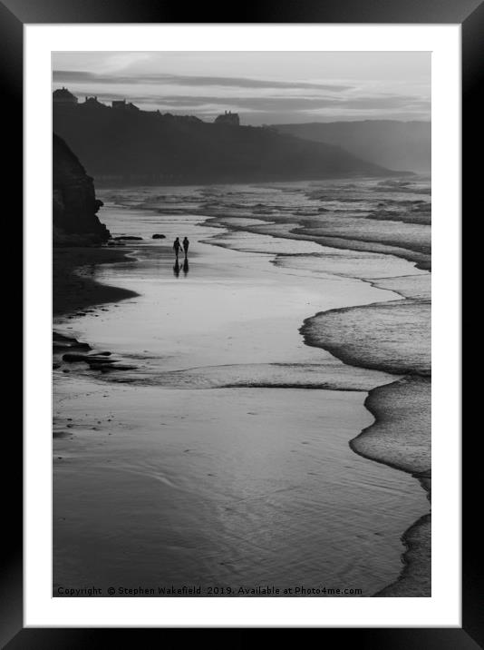 Stroll in Evening Light - mono Framed Mounted Print by Stephen Wakefield