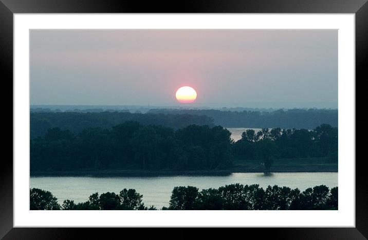 Mississippi Confluence Sunset Framed Mounted Print by Derek Knight