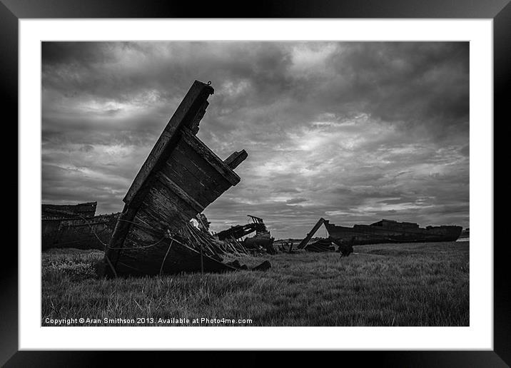 Wrecked Monochrome Framed Mounted Print by Aran Smithson