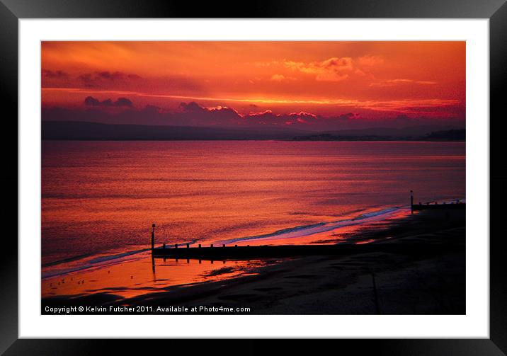 Sunset over Poole Bay Framed Mounted Print by Kelvin Futcher 2D Photography