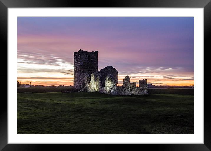 Knowlton Church at sunset illuminated Framed Mounted Print by Kelvin Futcher 2D Photography