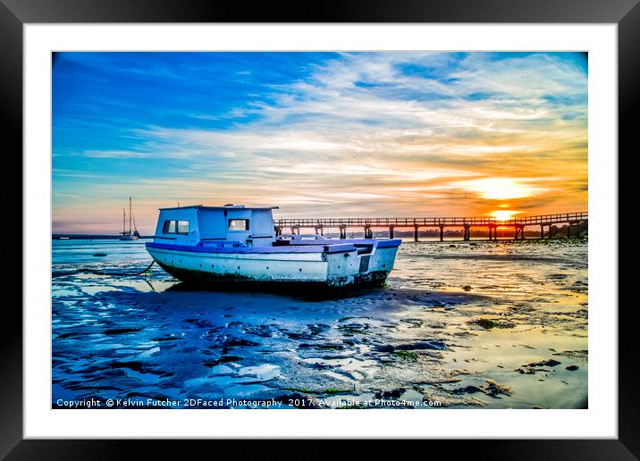 Sunset Over Lake Pier Framed Mounted Print by Kelvin Futcher 2D Photography