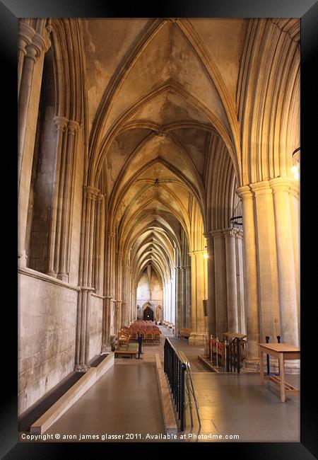 st albans cathedral hallway Framed Print by aron james glasser