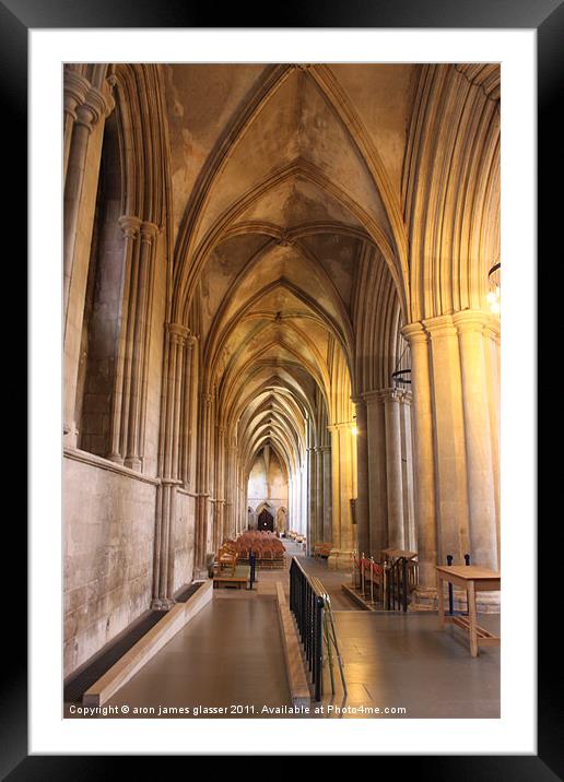 st albans cathedral hallway Framed Mounted Print by aron james glasser