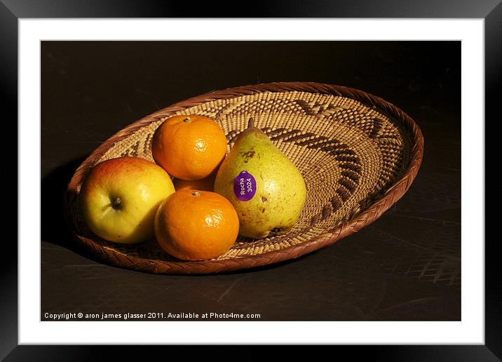 fruit basket still life Framed Mounted Print by aron james glasser