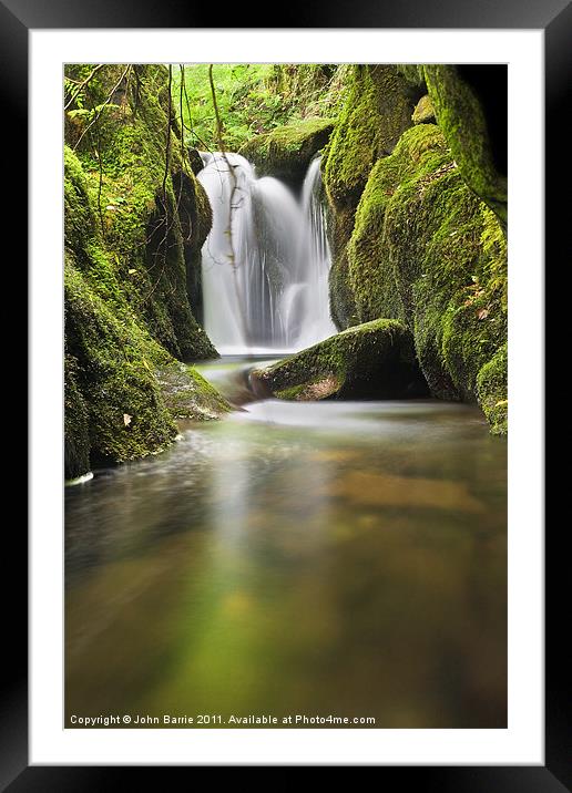 Waterfall above Castle Campbell Framed Mounted Print by John Barrie