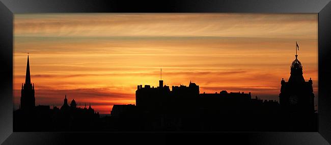 Sunset Over Edinburgh Skyline Framed Print by Richard Thomas