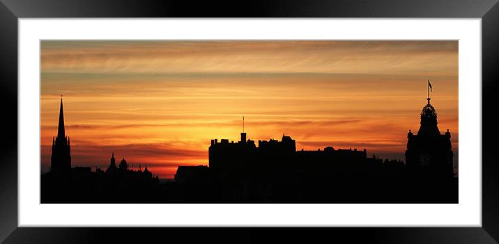 Sunset Over Edinburgh Skyline Framed Mounted Print by Richard Thomas