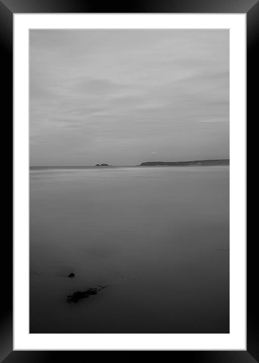 Soft with Seaweed Black and White Framed Mounted Print by Kieran Brimson