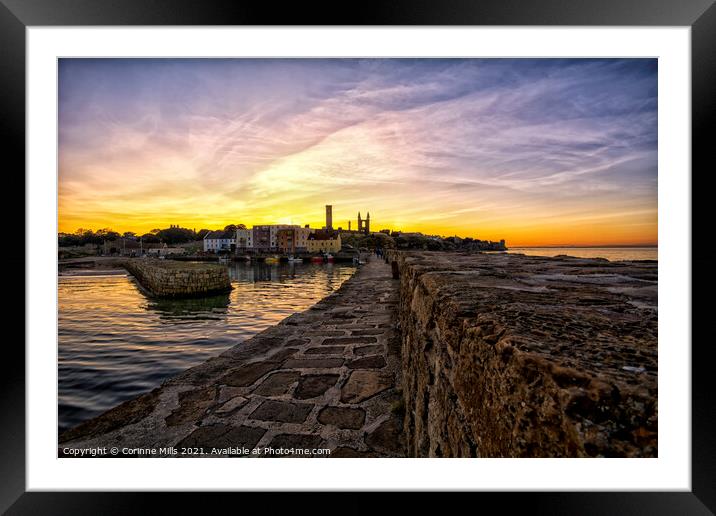 Sunset at St Andrews Harbour Framed Mounted Print by Corinne Mills