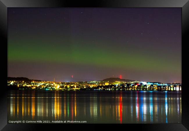 Aurora over Dundee Framed Print by Corinne Mills