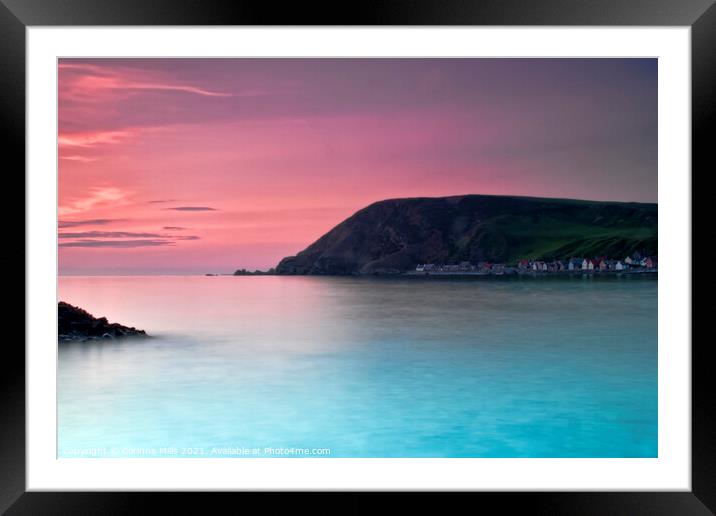 Gamrie Bay looking over to Crovie Framed Mounted Print by Corinne Mills