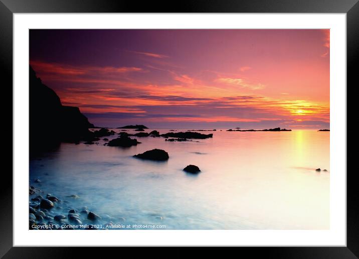 Sunset at Gamrie Bay Framed Mounted Print by Corinne Mills