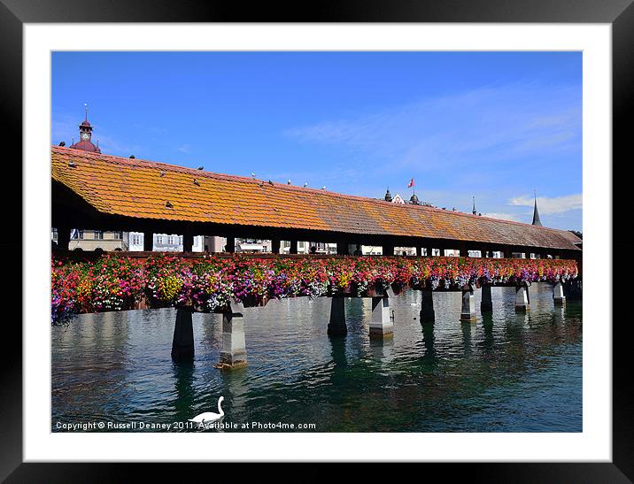 Colorful Bridge in Luzern Framed Mounted Print by Russell Deaney