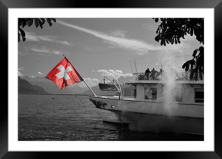 Steamboat on Lake Geneva Framed Mounted Print by Russell Deaney