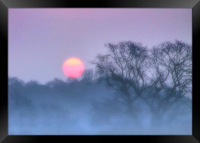 Sunrise in the mist Framed Print by Valerie Anne Kelly