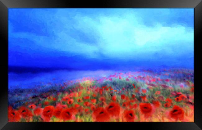 Poppies in the mist Framed Print by Valerie Anne Kelly