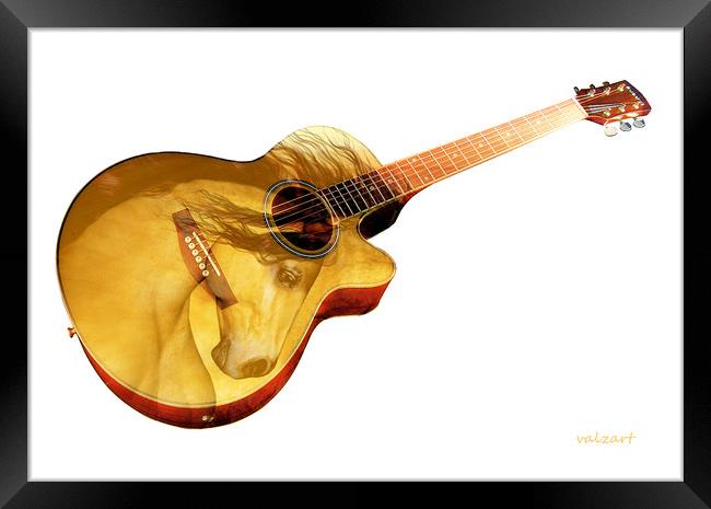The guitar is a lady Framed Print by Valerie Anne Kelly