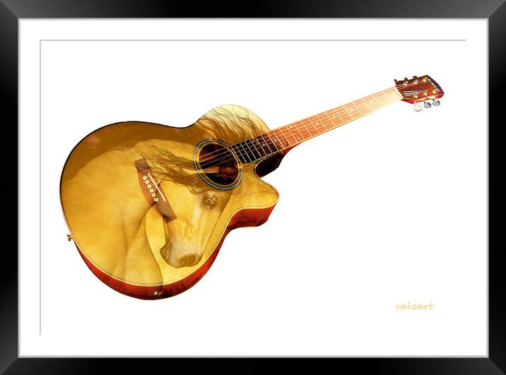 The guitar is a lady Framed Mounted Print by Valerie Anne Kelly