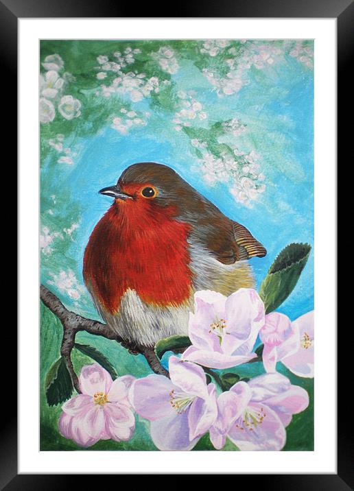 Spring Robin Framed Mounted Print by Katherine Booth - Jones