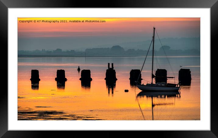 Serene Sunset on Hayling Island Framed Mounted Print by K7 Photography