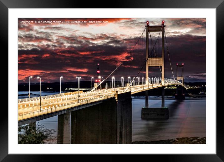Rivers of Light on The Severn bridge Framed Mounted Print by K7 Photography