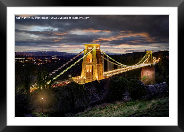 The Clifton Suspension Bridge, Bristol Framed Mounted Print by K7 Photography