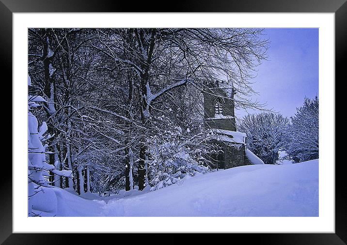 Country Village Church in Winter Framed Mounted Print by K7 Photography