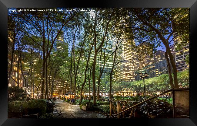  Bryant Park NYC. at Dusk Framed Print by K7 Photography