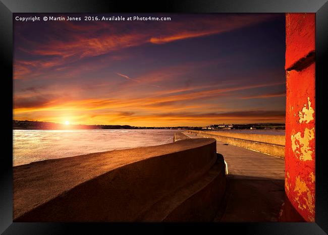 Berwick Breakwater Sunset Framed Print by K7 Photography
