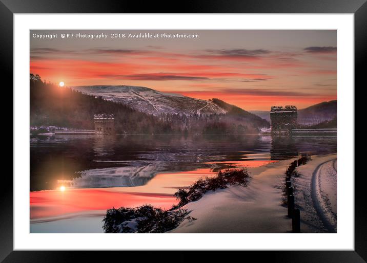 Winter over the Derwent Dam Framed Mounted Print by K7 Photography