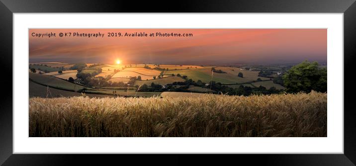 South Devon Countryside Sunset Panorama Framed Mounted Print by K7 Photography