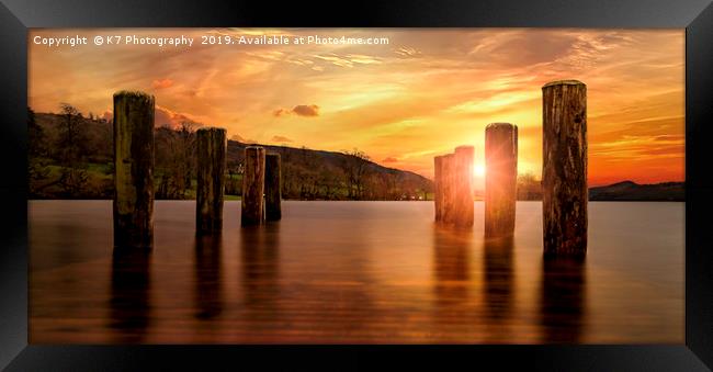 Submerged Jetty on Coniston Water Framed Print by K7 Photography