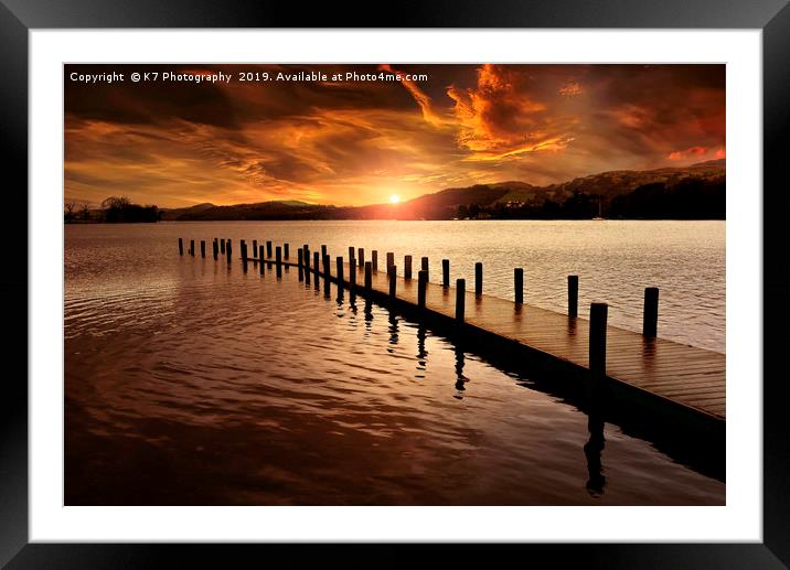 Last Light over Coniston Water Framed Mounted Print by K7 Photography