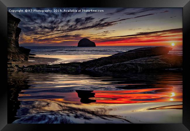 The Stark bastion of Gull Rock, Trebarwith Strand, Framed Print by K7 Photography