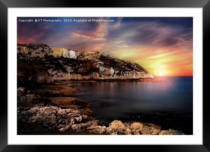 Holyhead Mountain Sunset Framed Mounted Print by K7 Photography